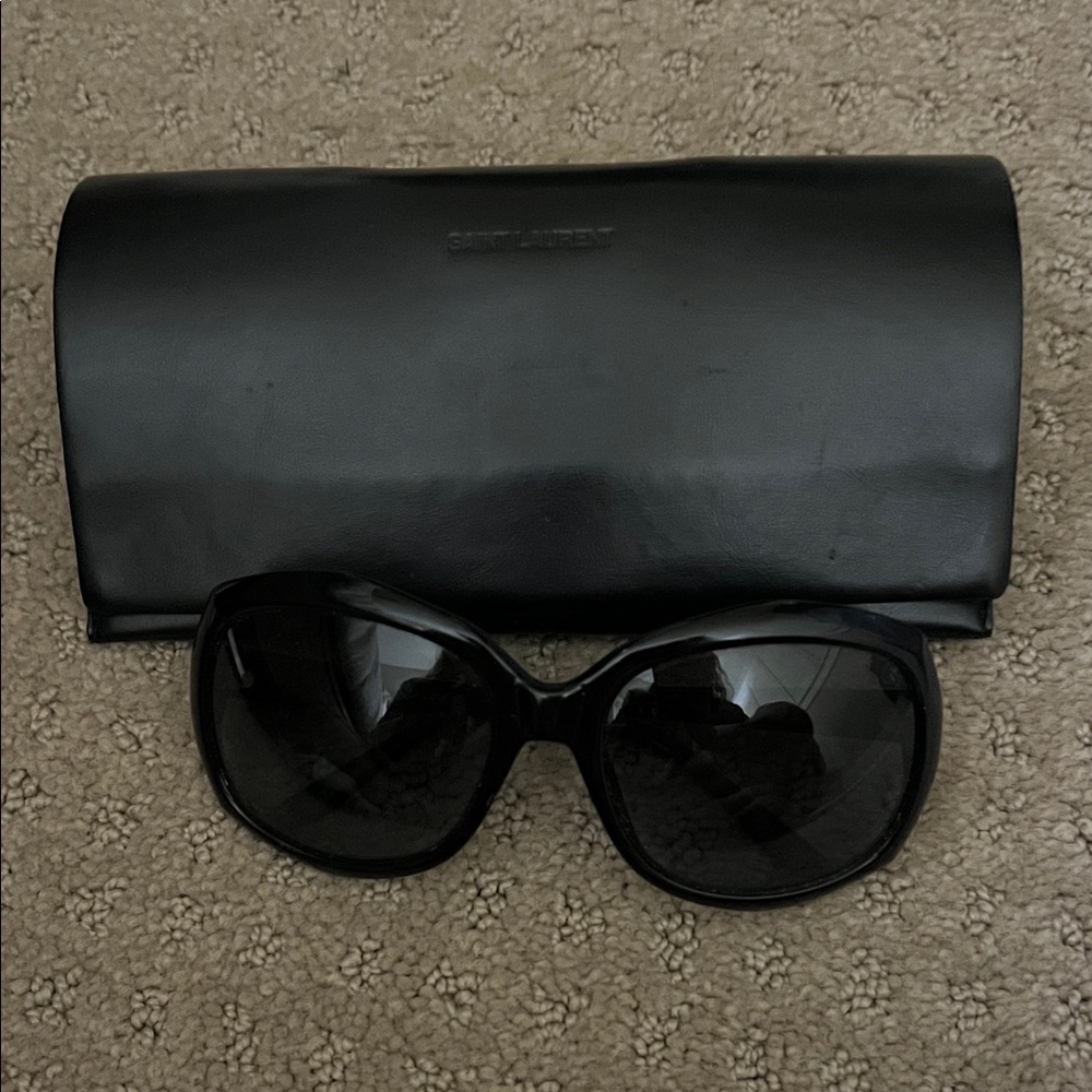 Yves Saint Laurent Glossy Black Sunglasses